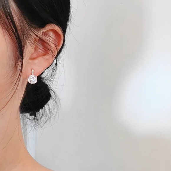 Swarovski crystals super sparkle fixed earrings (Silver) - Picture 3 of 5